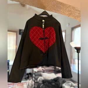 VINTAGE Moschino Black Jacket with Red Heart Accent